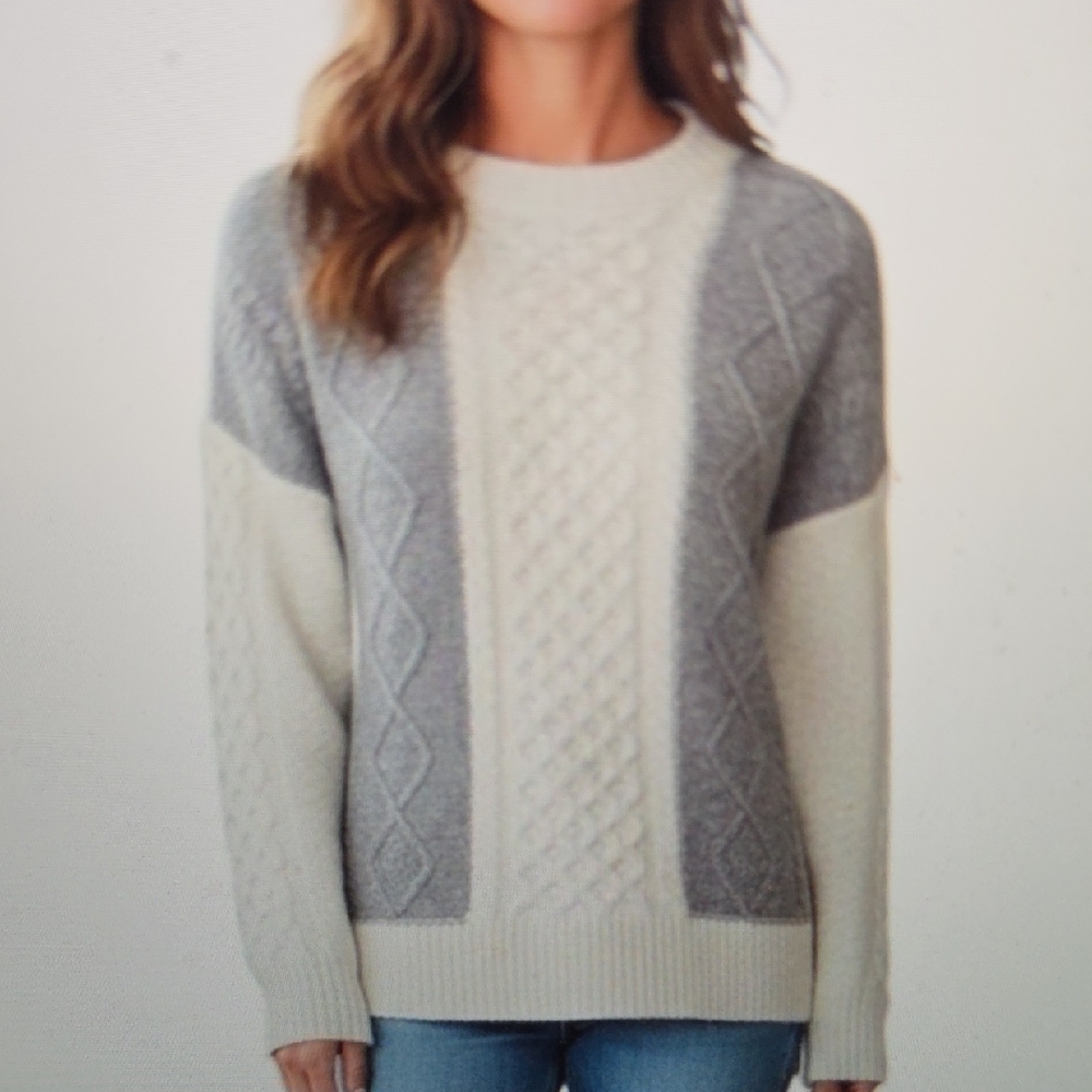 JOIE Wool Blend Fisherman Knit Chunky Cable Knit Sweater Size S